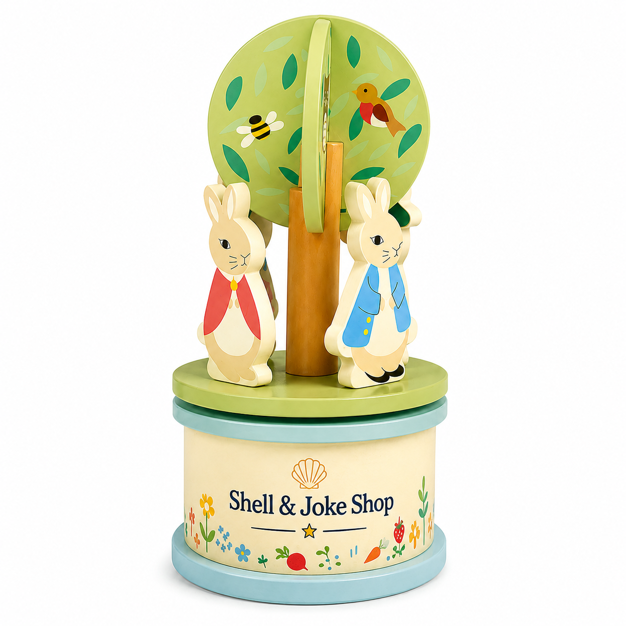 Shell & Joke Shop Wooden Musical Carousel Bunny Toy for Kids 3+
