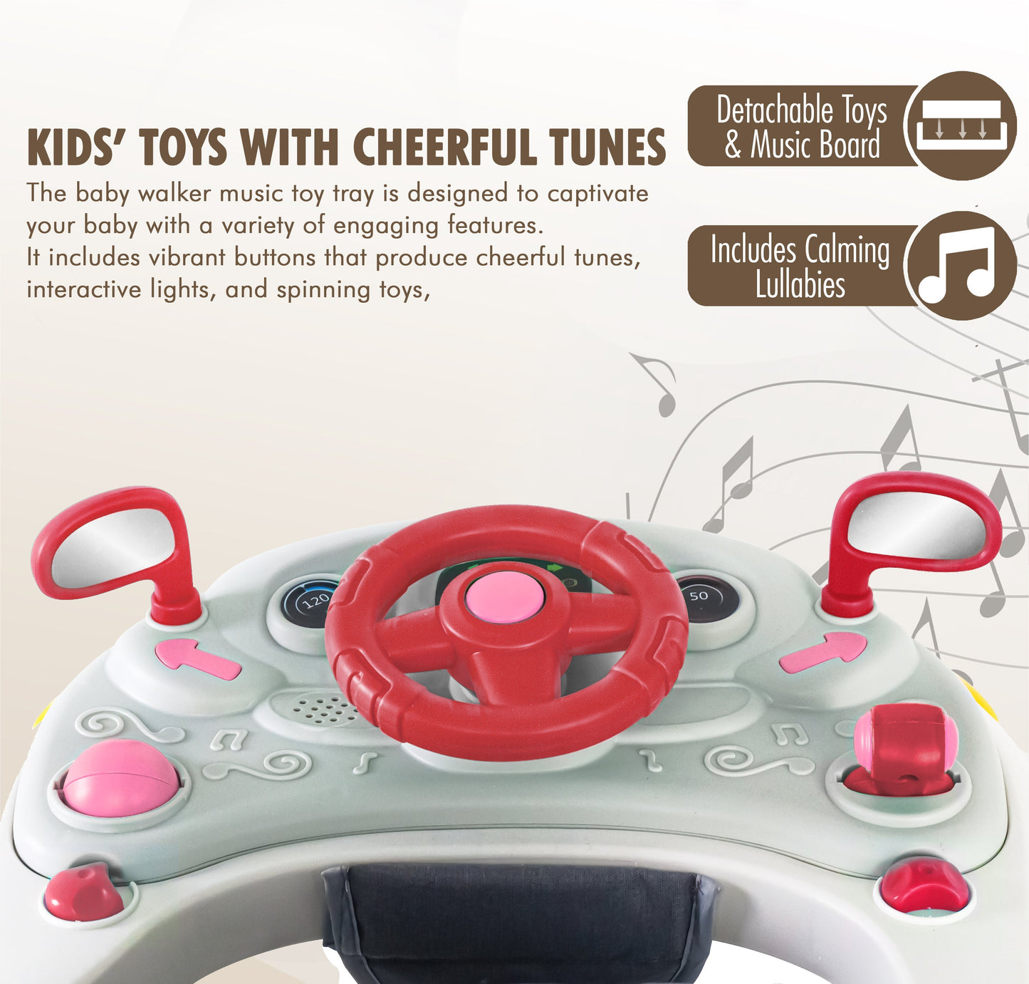 Baby Walker & Rocker Bouncer with Music Activity Tray