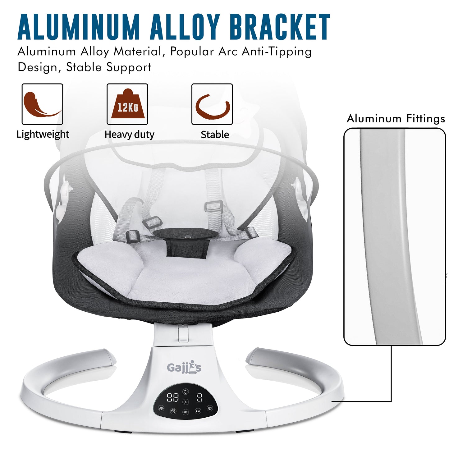 Electric Baby Swing with Bluetooth, Music, Remote – Infant Cradle