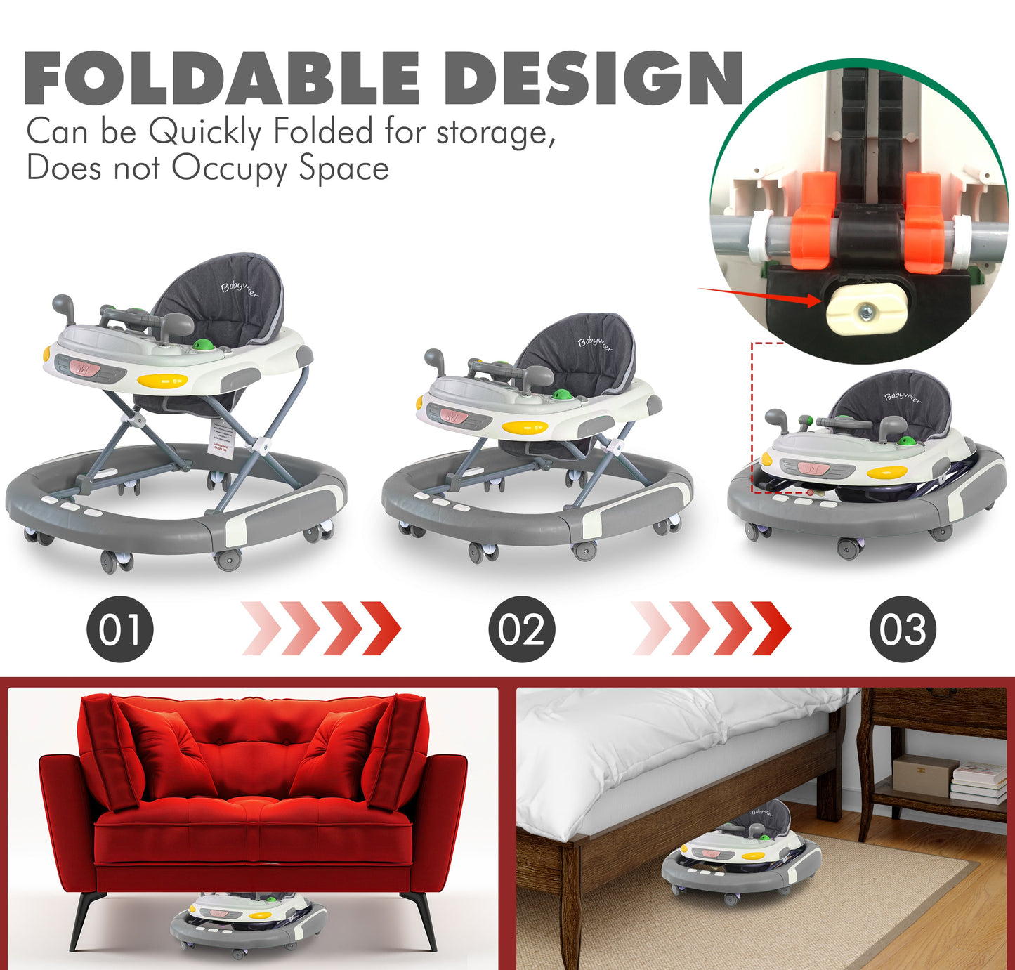 Baby Walker & Rocker Bouncer with Music Activity Tray