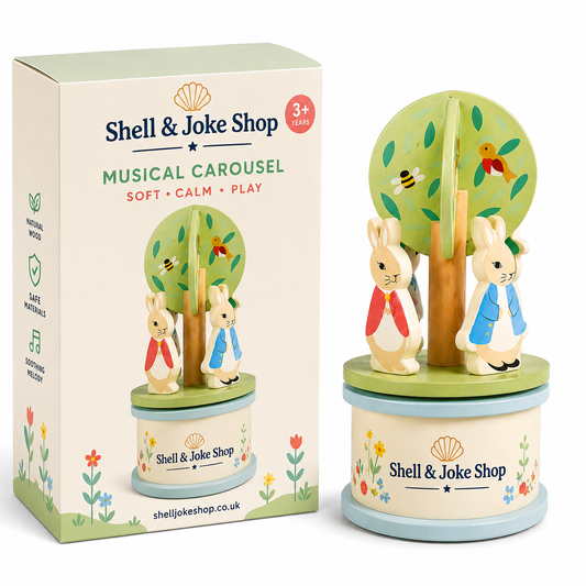 Shell & Joke Shop Wooden Musical Carousel Bunny Toy for Kids 3+