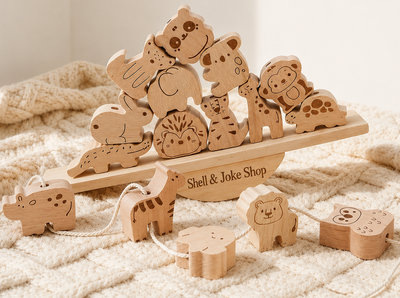 Shell & Joke Shop Wooden Animal Balancing Stacking Toy for Kids