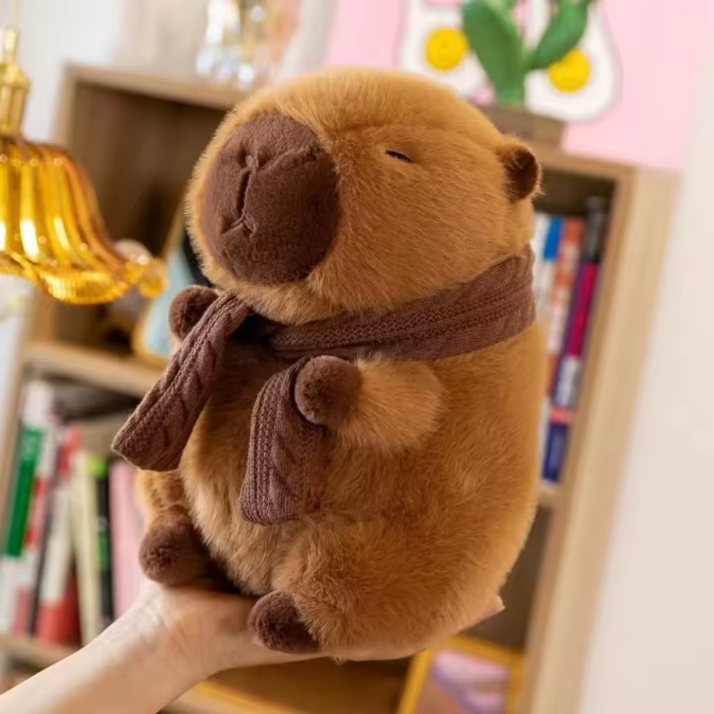 Soft Capybara Plush Toy with Removable Scarf Cute Stuffed Animal
