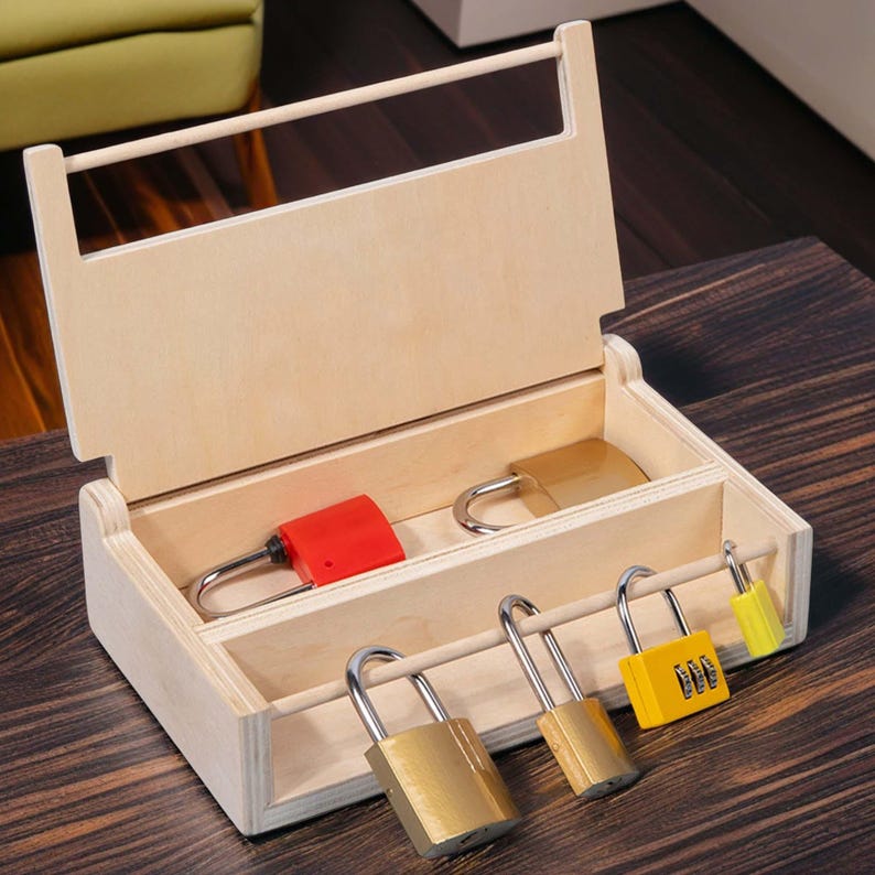 Shell & Joke Shop Wooden Padlock Training Board with Keys & Locks