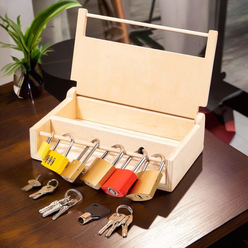 Shell & Joke Shop Wooden Padlock Training Board with Keys & Locks