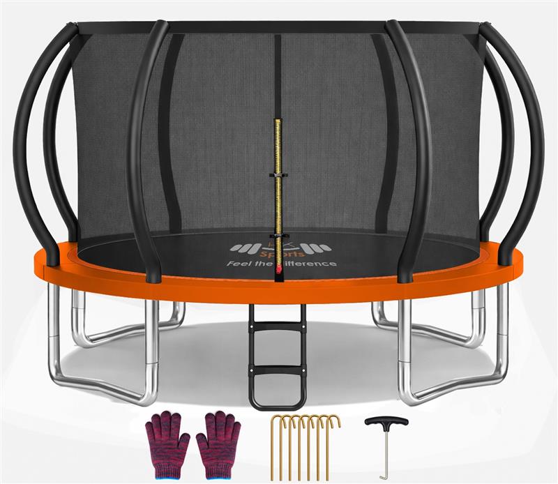 Outdoor Trampoline 6FT/8FT/10FT/12FT - Rebounder Trampoline for Toddlers, Kids & Adults with Safety Enclosure Net, Anti-tear, UV-Proof Pad, Exercise & Fitness